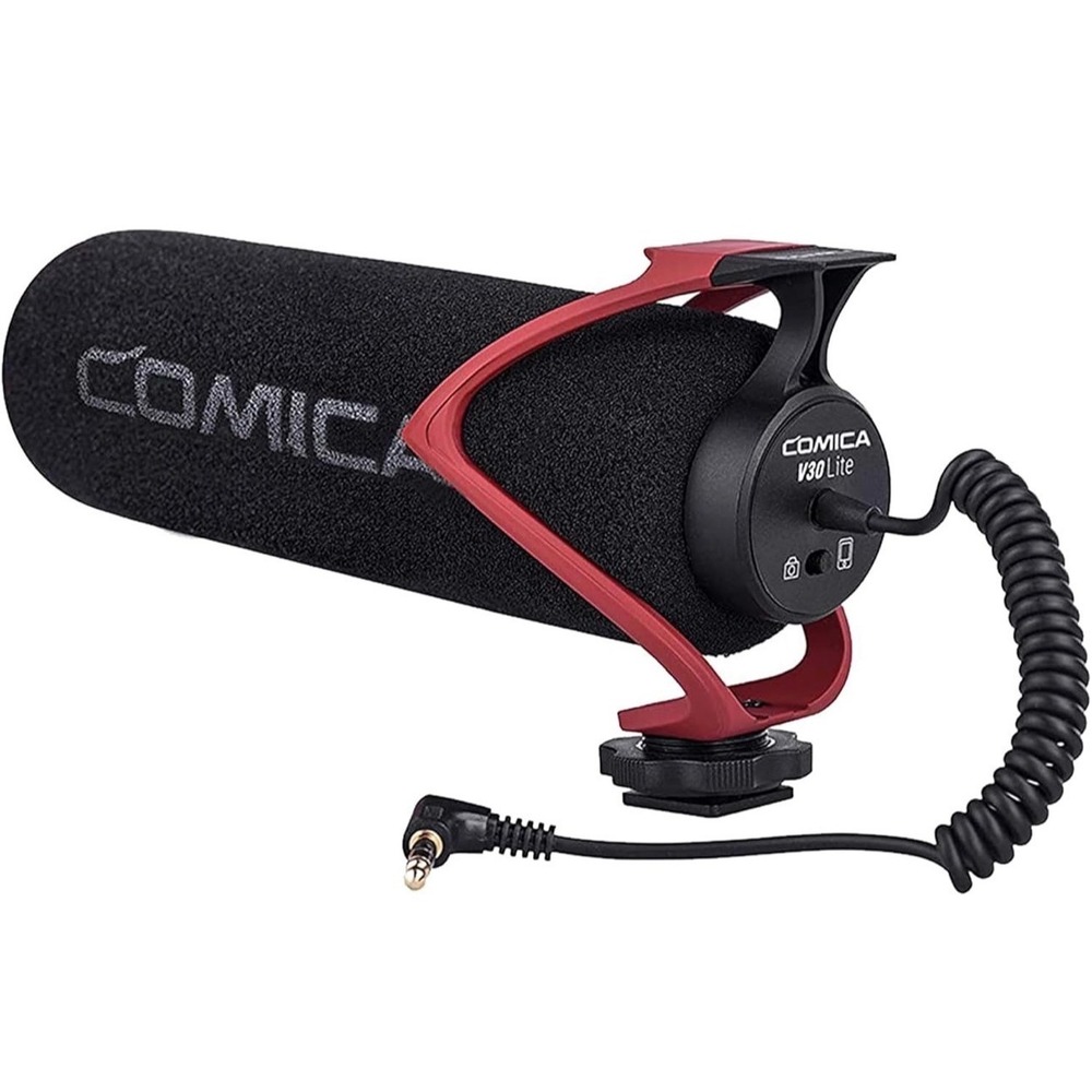 NIB Comica CVM-V30 LITE Video Microphone Super-Cardioid Shotgun Mic‎ Red Black